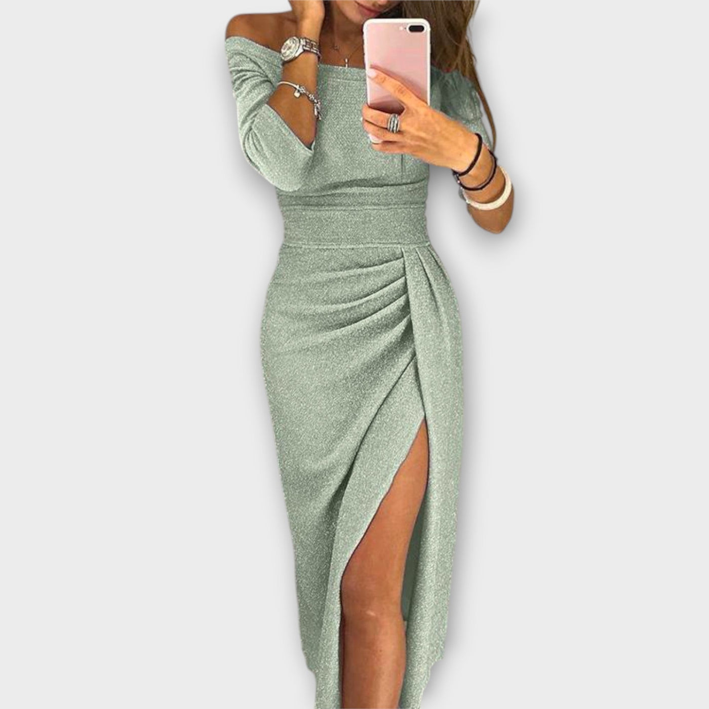 Aldana - Vestido elegante con hombros descubiertos